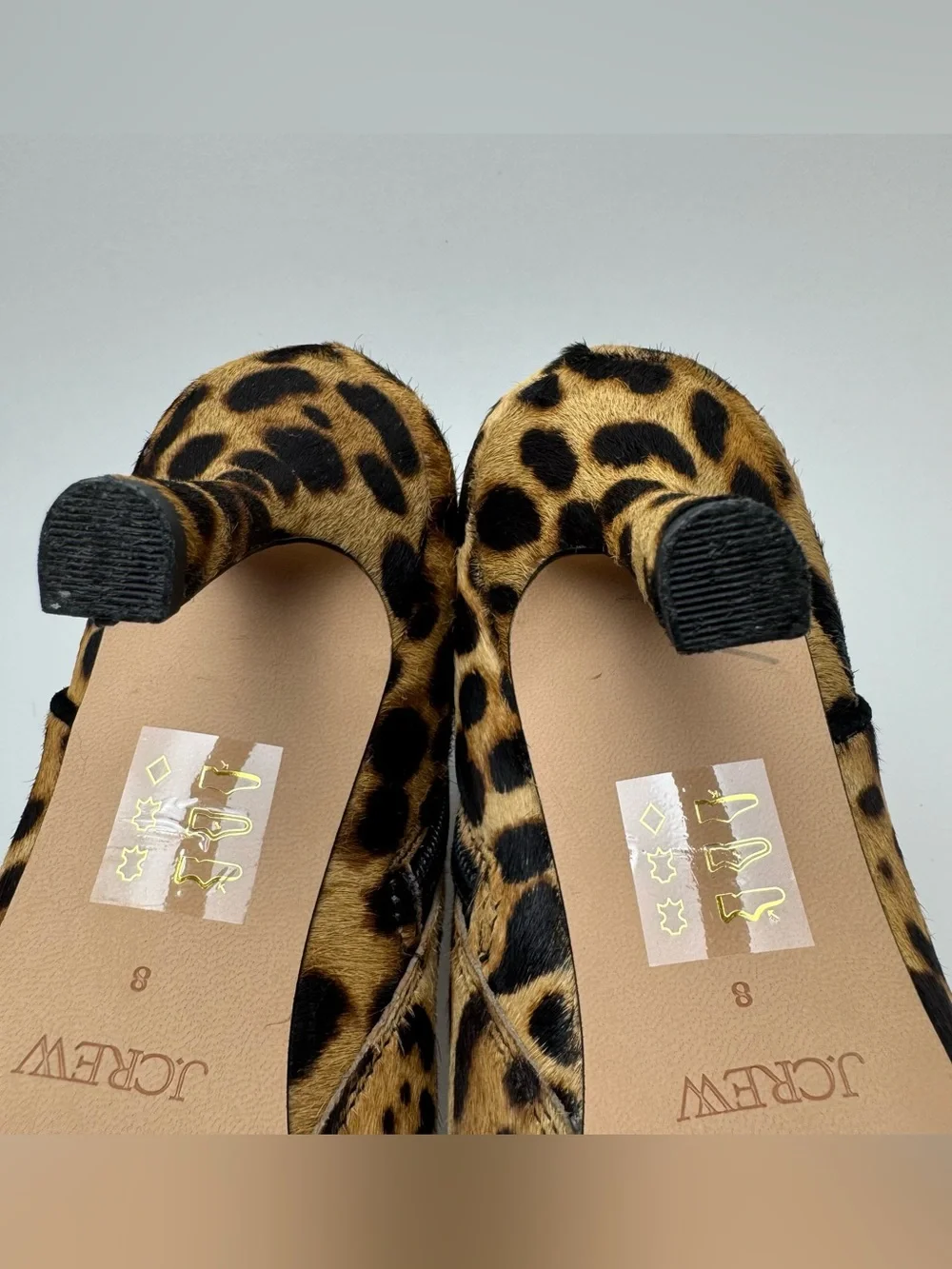 J.Crew Leopard Calf Hair Pointed-Toe Ankle Boots Women’s Size 8
